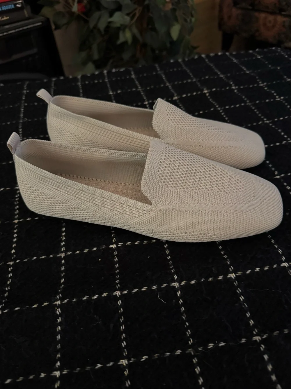 Breathable Knit Slip-On Loafers in Cream